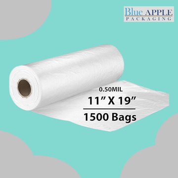 11X19 inches Utility Storage Poly Bags on a Roll 0.5 mil HDPE